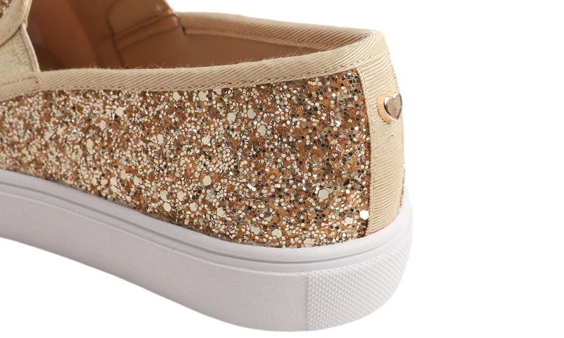 FEVERSOLE Women's Fashion Slip-On Sneaker Casual Flat Loafers Gold Size 9.5 M US - Image 5